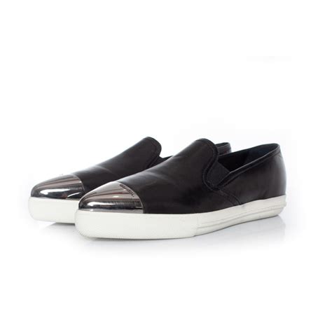 miu miu metal cap toe slip-on sneakers